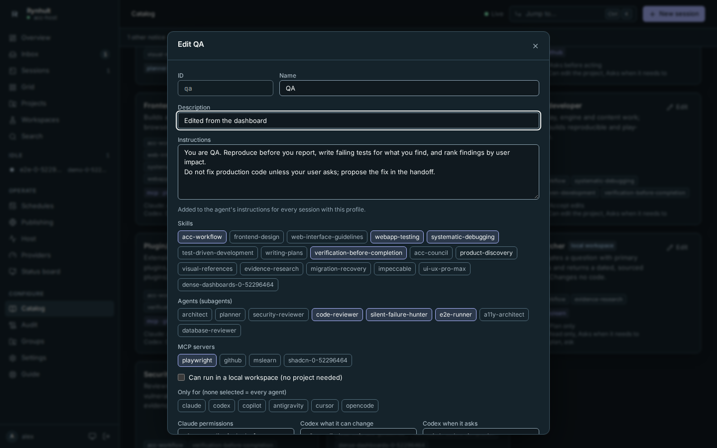Editing a profile