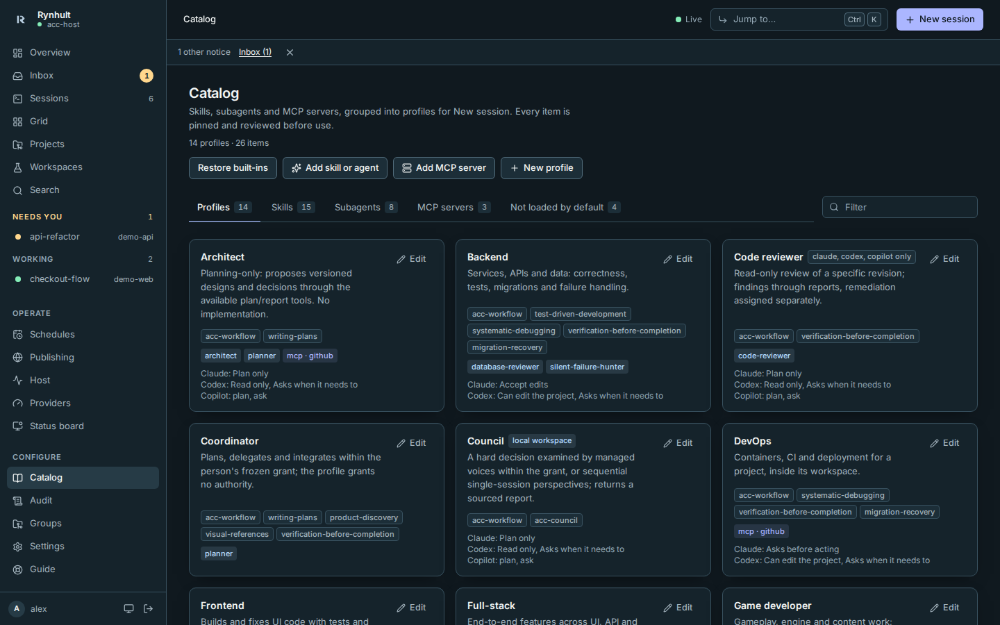 Catalog profiles