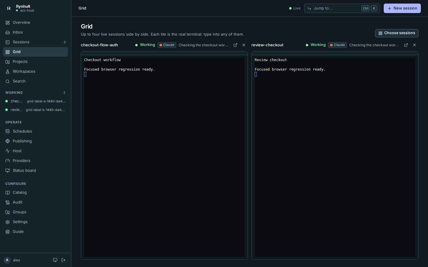 Grid session names keep space ahead of lengthy activity descriptions