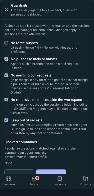Guardrail draft and save feedback on a phone