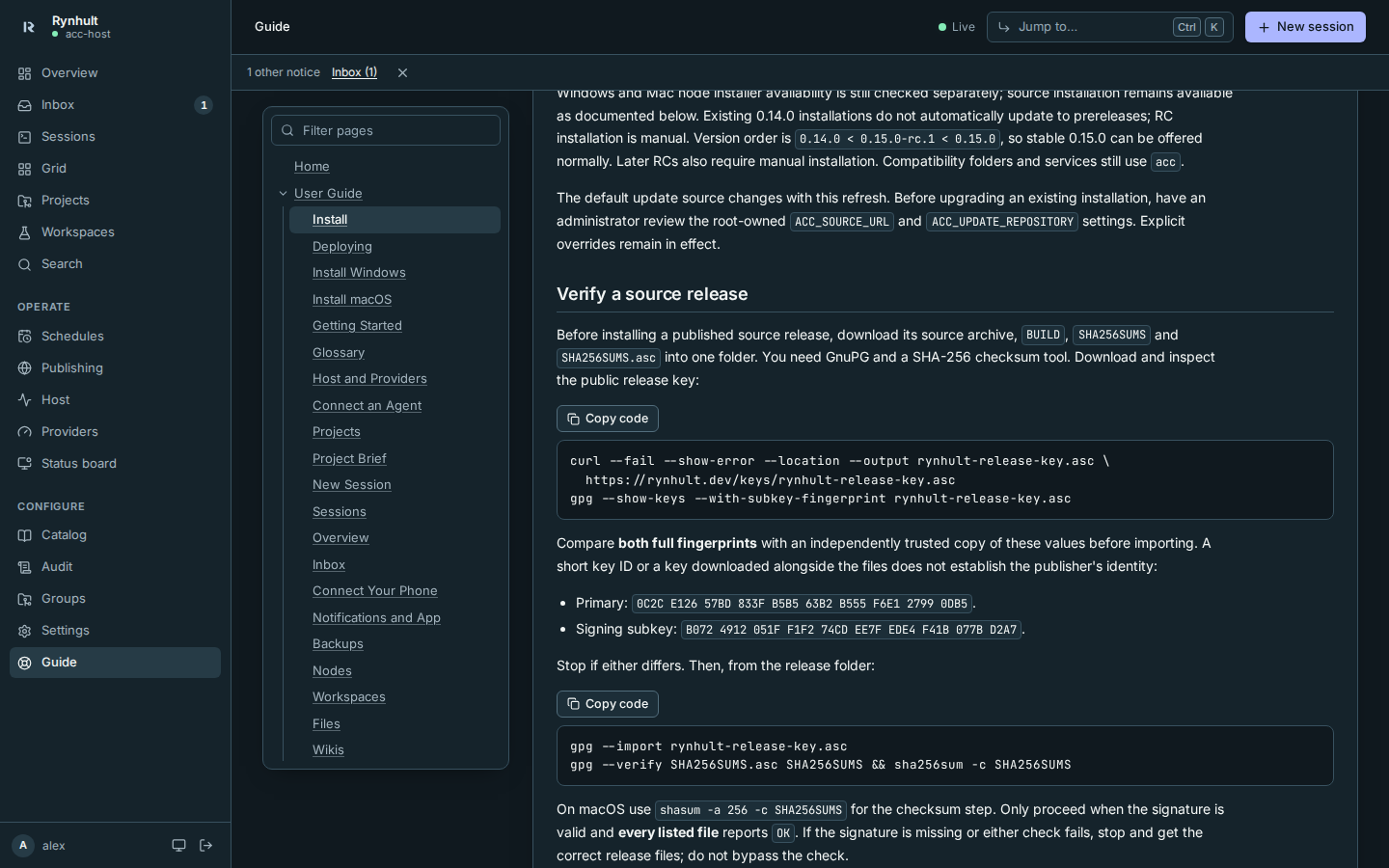 Guide Install with a command Copy control and locally scrolling code