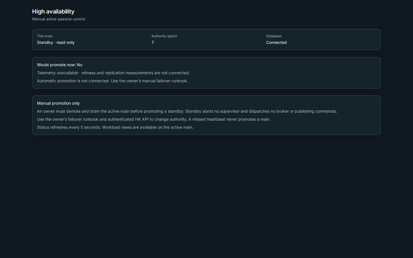 Dry-run evaluation waits for unavailable telemetry and cannot promote.