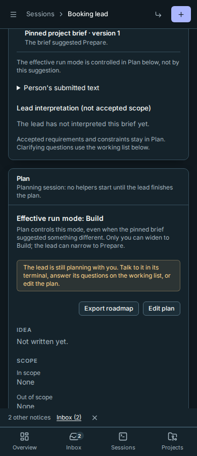 The same effective Build mode and Prepare suggestion on a phone