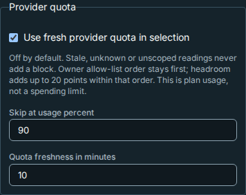 Owner quota threshold and freshness controls on a phone