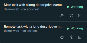 Inline machine names remain visible in phone Live sessions, even with long session names