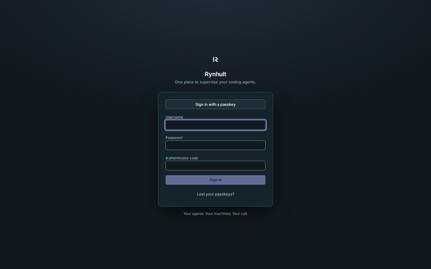 Sign in with a passkey or use password and authenticator fallback when allowed