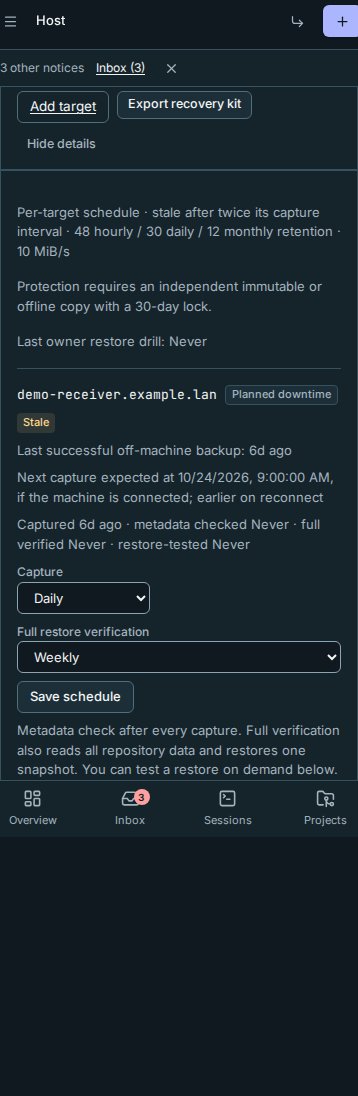Backup downtime and age on a phone