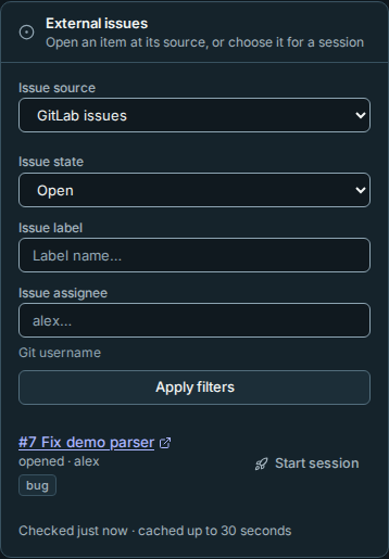 Issue-source filters and list on a phone
