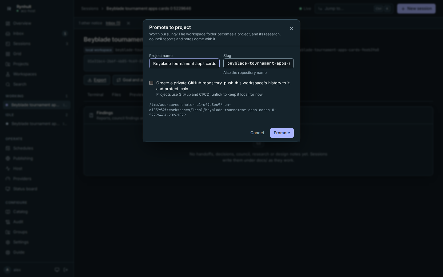 Promote to project