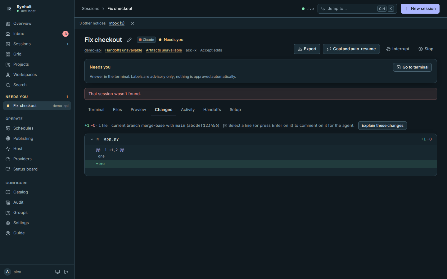Changes names the current branch's merge-base comparison