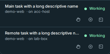 Compact inline machine names stay visible beside session metadata on a phone