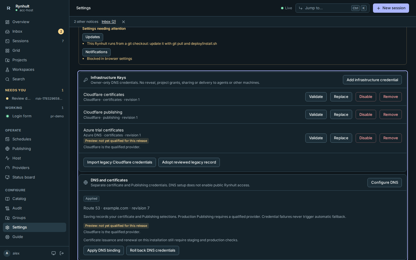 Saved preview binding with its release qualification badge