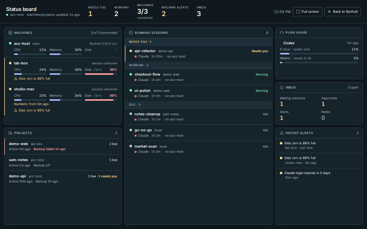The status board at 1440x900