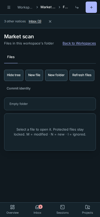 The readable workspace heading and Files breadcrumb on a phone