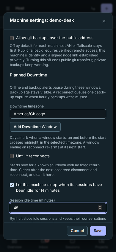 The workstation sleep setting fits the phone dialog